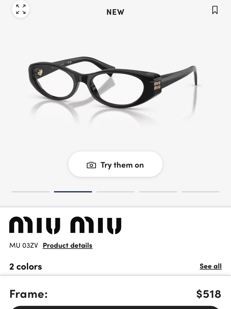 Miu Miu Black Cat-Eye Eyeglass Frames With Gold Accents